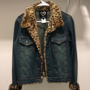Cheetah fur jean jacket
